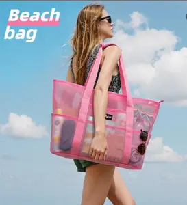 ZUXNZUX Women's Waterproof Tote Bag - Reusable, Sand-Resistant, Lightweight, Foldable, Zippered with Wet Pocket & Mesh Panel, Large Storage for Beach, Gym, Baby Outings