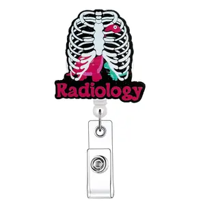 Retractable Badge Reel, 1 Count Acrylic ID Holder with Clip for Nurses, Doctors, Students & Office Staff, Identification Badges & Supplies