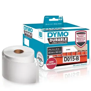 Dymo LabelWriter LW310 Duo Shipping Labels, 1933088 LW Durable White Poly Roll Labels, 2-5/16 x 4 in, 300 Count
