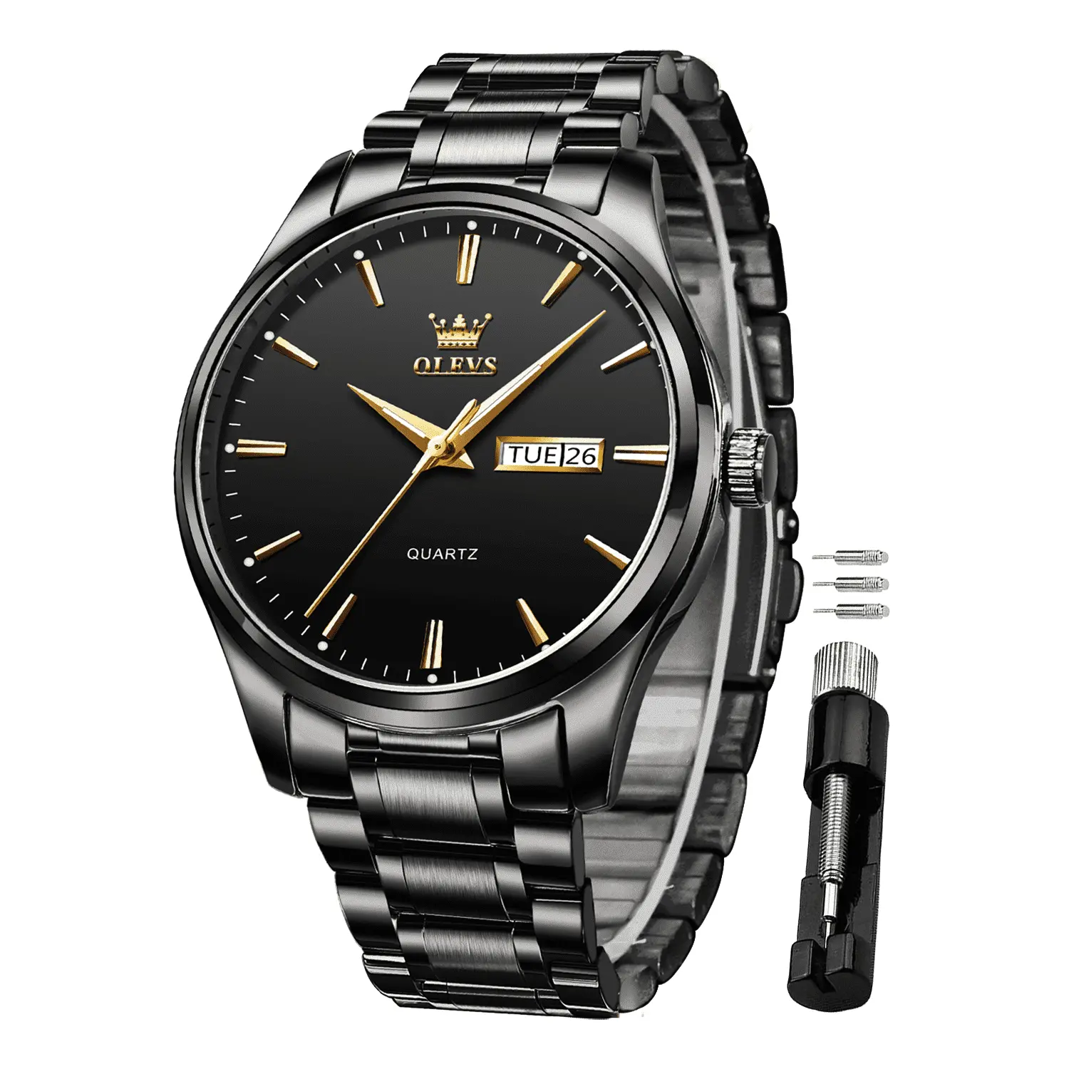 OLEVS Classic Men Watches with Date,Stainless Steel Man Watch with Date, Bussiness Watches for Men,Luminous Quartz Mens Watches Black/White/Blue/Gold, Waterproof Male Reloj para Hombre