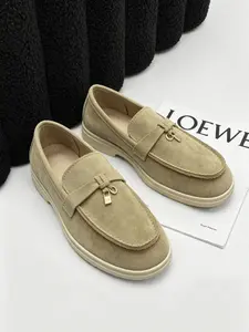2026 Spring New Flat Couple Loafers, Slip-On Soft Sole Bean Shoes, Casual Artificial Leather Rubber Sole, All Seasons Women's Shoes Walking Shoes