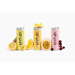 MYND Sparkling Protein Water Beverage, 12-Pack Mixed Case, 20g Whey Protein Isolate, Lemon & Real Fruit Flavors, No Added Sugar, Gluten Free, GMO Free