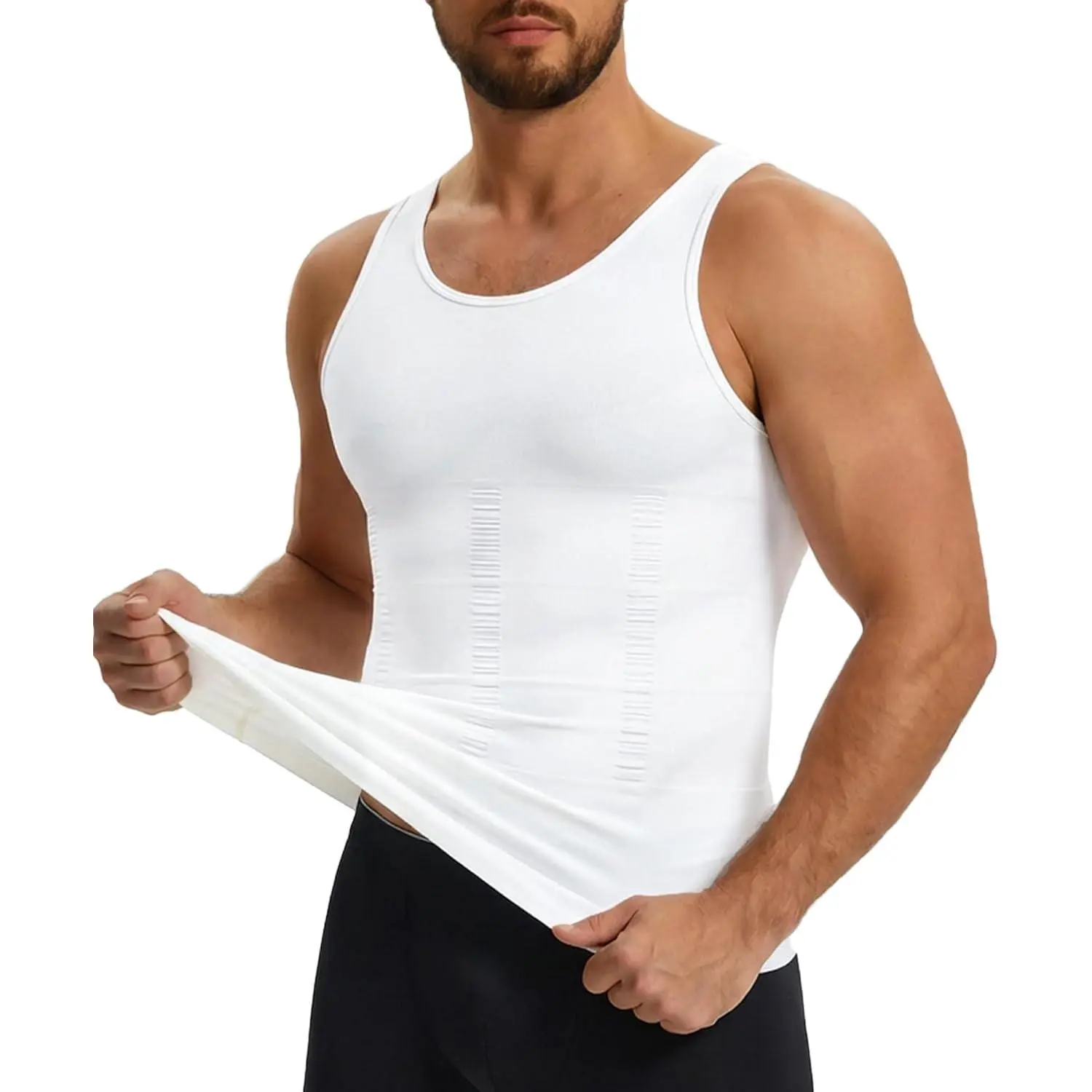 Nebility Men's Compression Shapewear Tank Top - Casual, Natural, Smooth Stretch Fabric Undershirt Tummy Shaper for Workout, Menswear