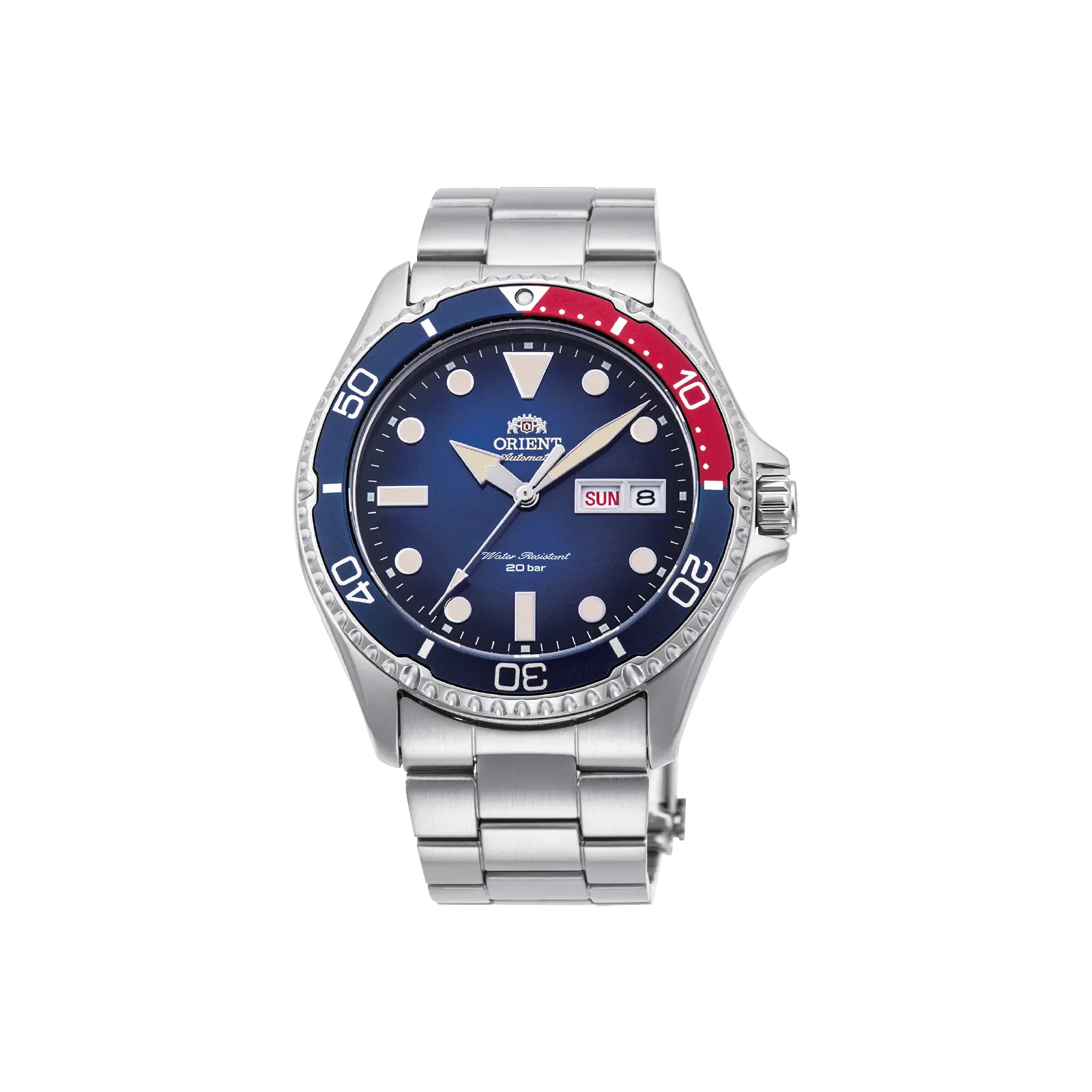 Orient RA-AA0812L39B Men's Automatic Diver Style Stainless Steel Wristwatch - Round Face, Blue Dial, Sapphire Crystal, Markers, 200m Water Resistant Modern Waterproof Automatic Watch