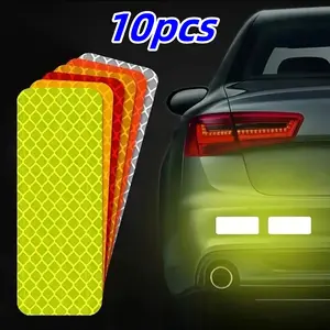 10pcs Reflective Safety Custom Stickers for Cars and Motorcycles in Bright, Waterproof High Visibility Reflective Tape for Bikes & Luggage Car Accessories