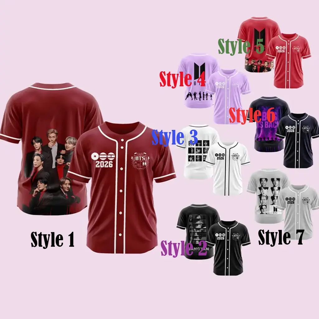2026 World Tour Baseball Jersey - Kpop Fan Inspired Graphic Button-Up Top, Breathable Moisture-Wicking Concert Outfit, Polyester Fits, Concert Wear, Unisex, Boxed Mesh, Button Front, Machine Wash, Athletic Tops, Lightweight Breathable Jersey, Polyester Fa