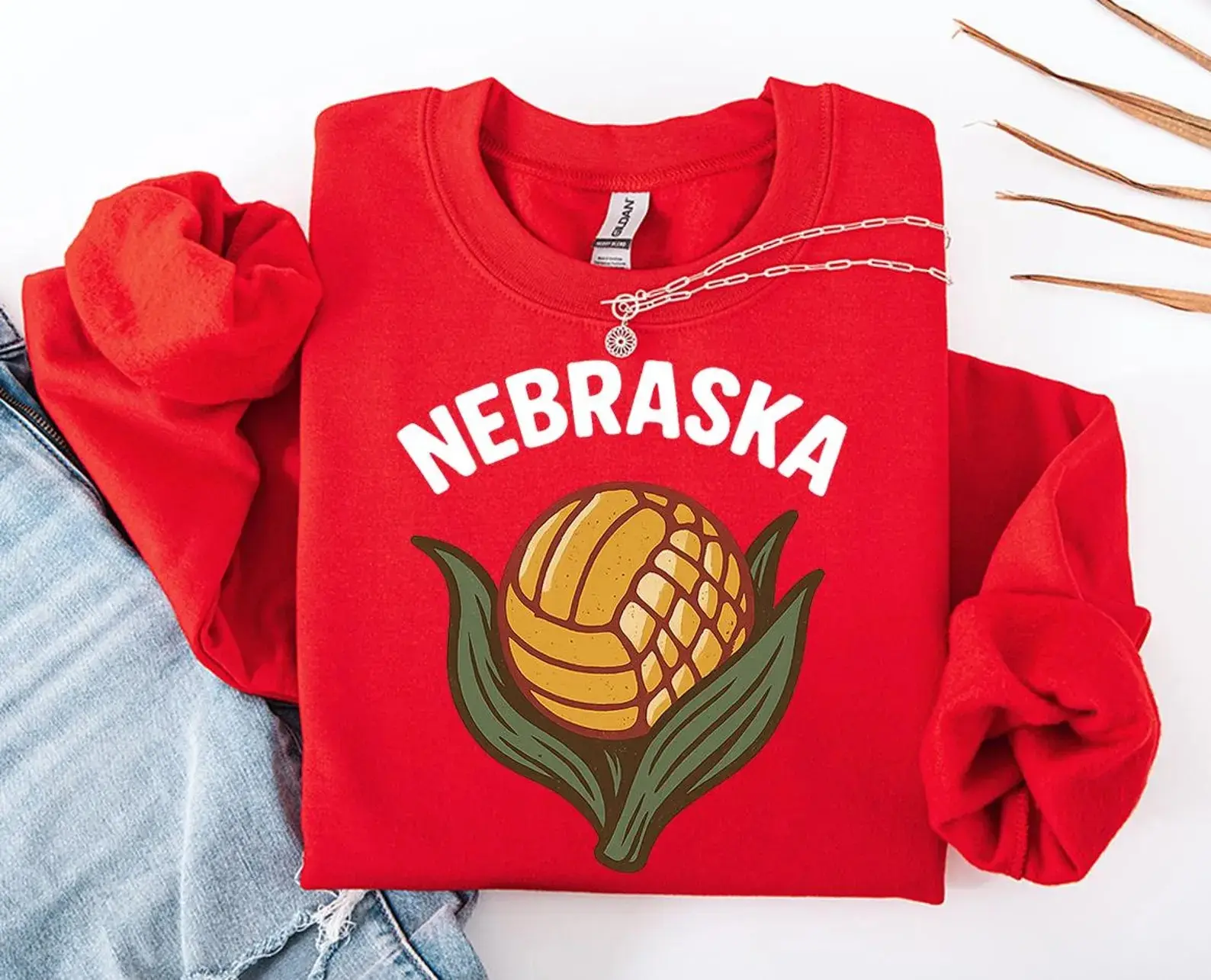 Nebraska Volleyball Shirt: Corn Design Crewneck - Game Day Wear [Tshirt - Sweatshirt - Hoodie]
