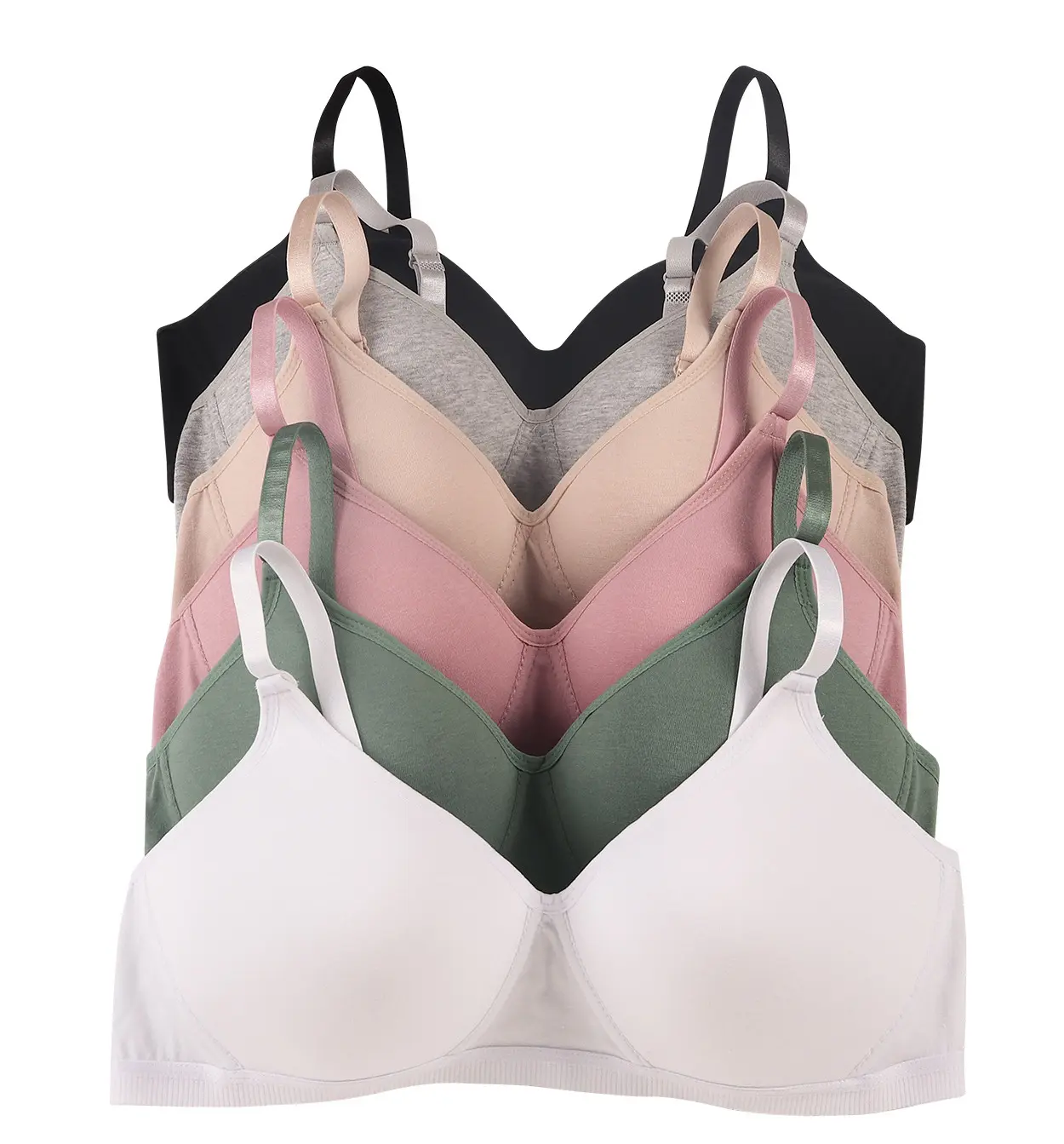 Women's 6 Packs No Wire Cotton Bras