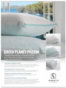 Eurolux Living Green Planet JR Pillows - Available in King and Standard Sizes/ Ultimate European pillow has arrived with the perfect density, height, weight, over 80% natural materials, all oekotex certified, with essential oils, removable washable cover
