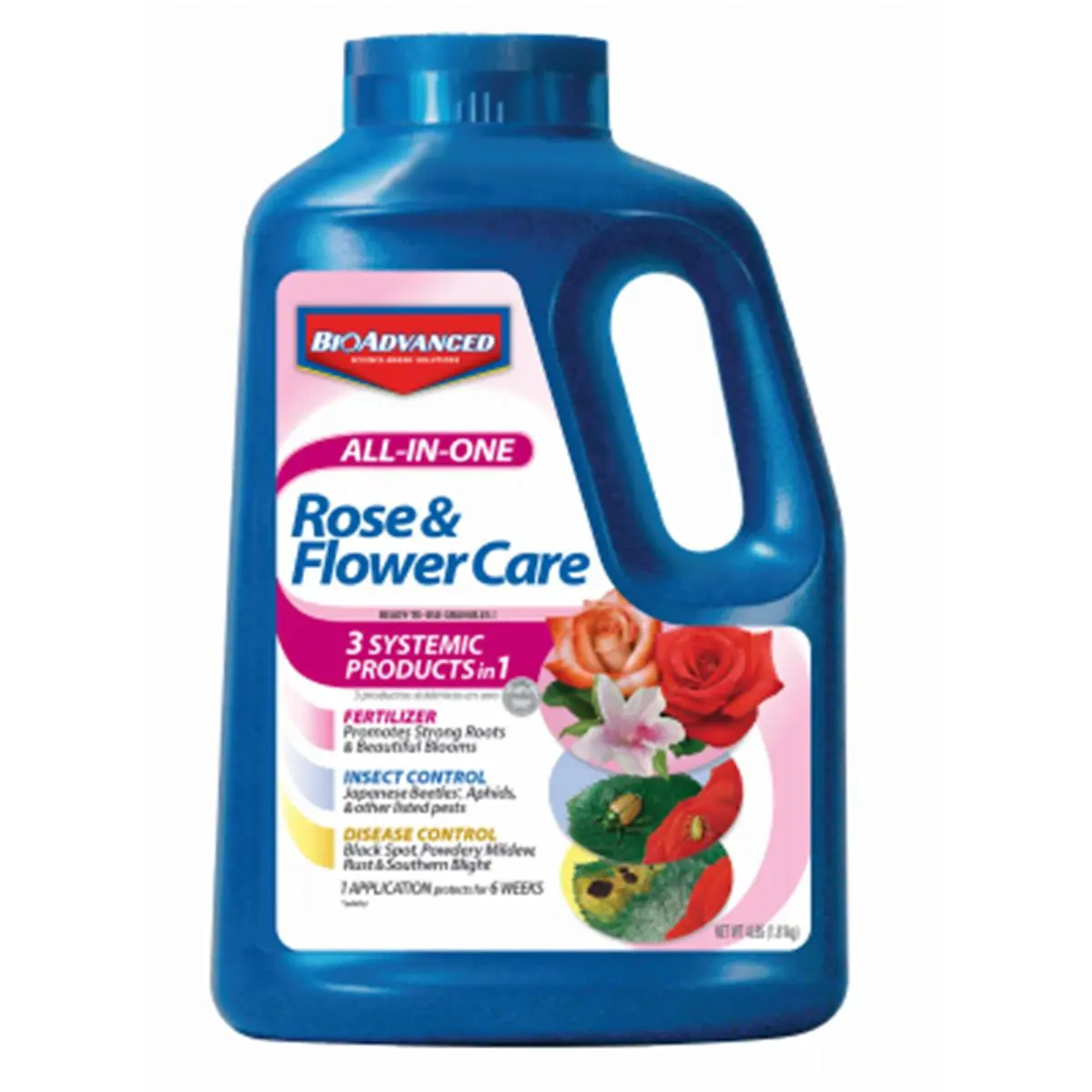 212 MAIN Non-Neonicotinoid All-in-One Rose Fertilizer Granules - 4lb Dry Granular, Container-Safe, Insect Control, Disease Control, Root Booster for Outdoor Garden Flowers & Plants