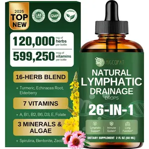 Migcopat 26-in-1 Liposomal Lymphatic Drainage Drops, Echinacea, Turmeric, Elderberry, Dandelion, Vitamins and Mullein Drops for Lungs, Lymphatic, Immune Support, Liver Cleanse Detox & Repair, 2 fl oz，#Summervibes outdoorfun