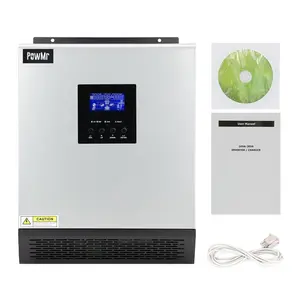 3KVA Hybrid Solar Inverter DC 24V to AC 110V Built-in 50A PWM Solar Controller Pure Sine Wave with 50A PWM Charge Controller, Hybrid Inverter for Homes, RV, 24V Lead-Acid, Sealed Gel/AGM Battery, Off-Grid Systems