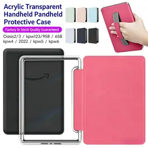 Acrylic Handheld Leather Case for Kindle Paperwhite 2022 / 6 5 4 3 Generation, Shockproof Portable Protective Cover