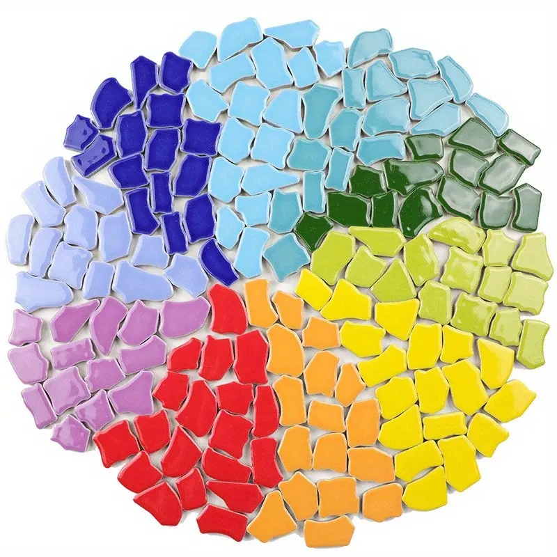 DIY Ceramic Mosaic Decorative Tiles, Approximately 35 Pieces, 200g Irregular Shapes, Handmade Materials, Free Stone Patchwork Tile Scraps, Projects
