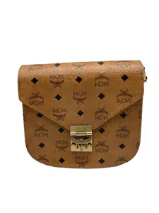 Pre-owned MCM Cognac Visetos Turn Lock Saddle Crossbody Bag/FYSD04615009/5009
