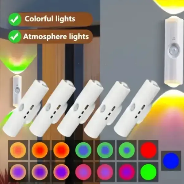 New 3-4 Pack Rechargeable LED Night Light,Magnetic Decorative Lamp with Motion Sensor RGB Color Changing&Dimmable Ambient Wall Light,Rechargeable Kitchen ClosetLights