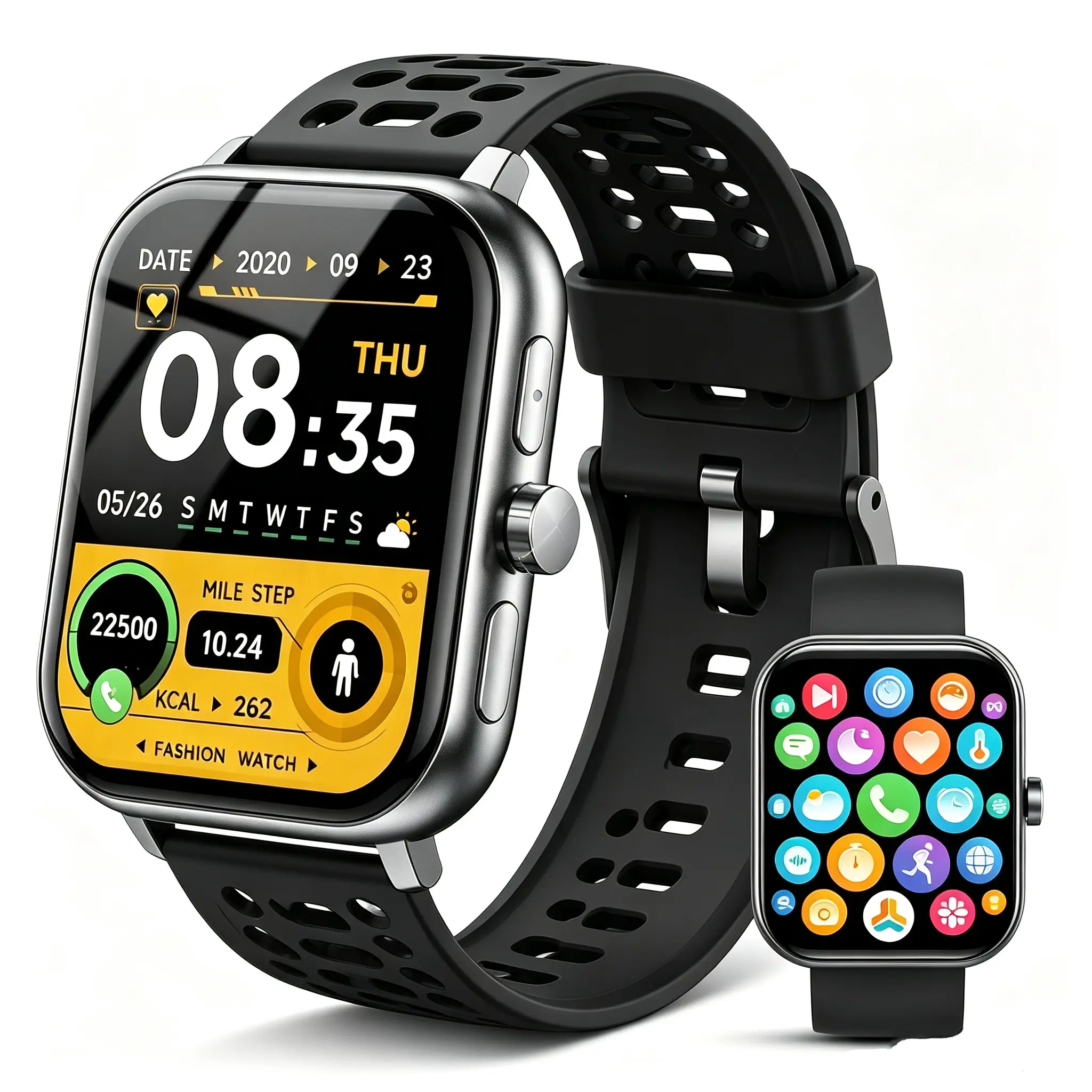 New Silicone Smartwatch Tracker Wristwatch, Unisex Wearable Smartwatch, Wireless Calling/Dial, Multiple Sport Modes, Call Reminder & Rejection, SMS Reminder, Touch Screen Wearable Device, Compatible with iOS/Android, Valentine's Day Gift for Boyfriend