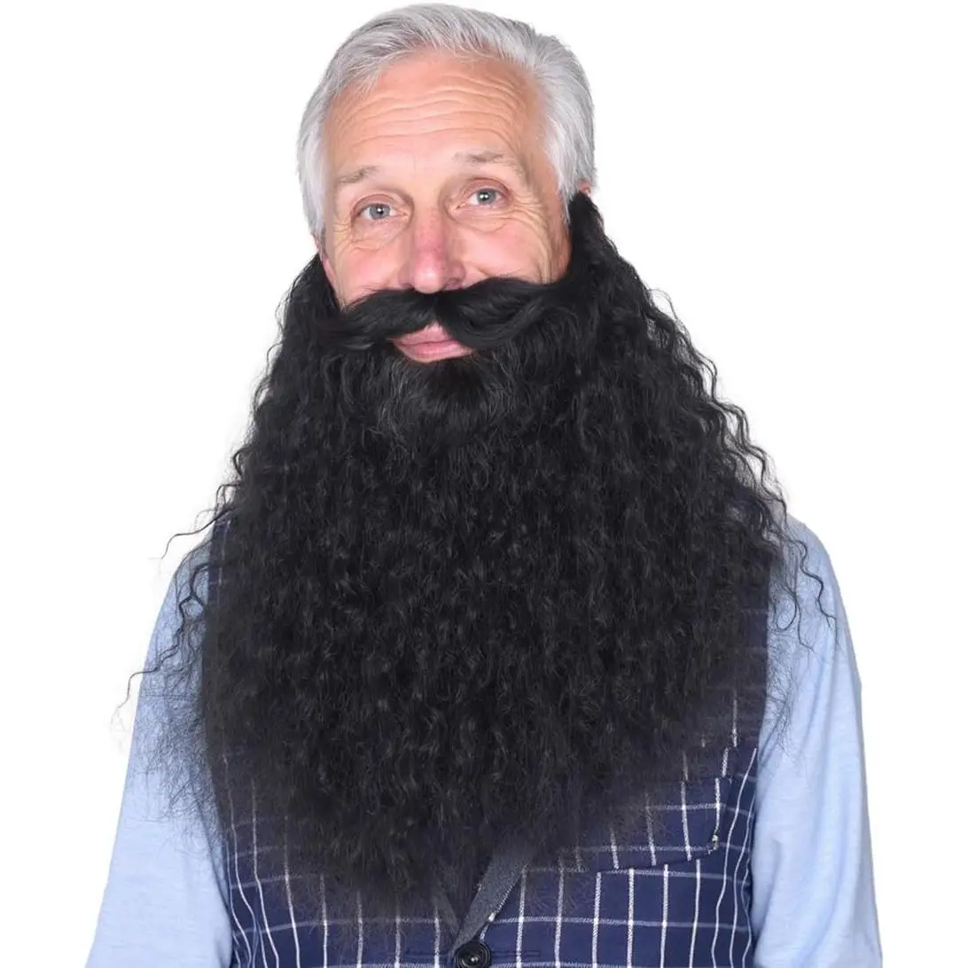 45cm Long  Beard Costume for Halloween, Wizard  Realistic  Mustache and Beard Accessories for Adults