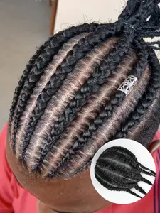 Men‘s Hair System Cornrows Braids Toupee Biological Scalp Hairpiece Real Human Hair Breathable PU Material Base Hair System Real Hair Extensions(5*7/6*8/8*10 Inch, Black)