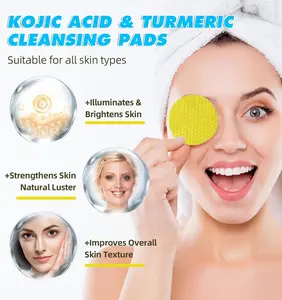 Turmeric & Kojic Exfoliating & Cleansing Pads forUneven Skin. Deep Clean & Unclog Pores. Skincare Smooth Acne Evening