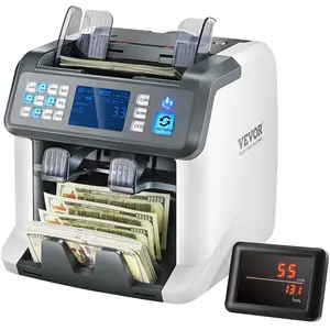 VEVOR Money Counter Machine, Bill Counter with Mixed Denomination, 2CIS, SN, UV, IR, MG, DD Counterfeit Detection, Multi Currency, Value Counting Cash Counter and Sorter, Printer Enabled
