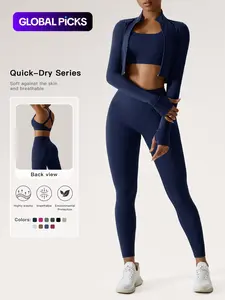 Women's Solid Criss Cross Crop Tank Top & High Waist Leggings & Zip Up Crop Jacket Set, Breathable Comfy Fitness Outfits for Yoga Gym Running, Activewear, Tracksuit Set