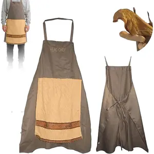 Funny Apron for Men Head Chef Prank Apron with Pocket BBQ Grilling Gag Gift for Dad Father’s Day Hilarious Kitchen Cooking Apron for Husband Men Dad Gifts