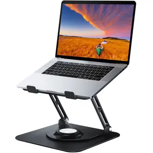 Laptop Stand for Desk, Adjustable Computer Stand with 360° Rotating Base, Ergonomic Laptop Riser for Collaborative Work, Foldable & Portable Laptop Stand, fits for All 10-16" Laptops