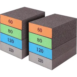 8-Pack Sanding Sponge, Four Grits Per Pack 60/80/120/220, Washable and   Sandpaper Block, Drywall Sandpaper Blocks for Wooden Drywall Sheetrock and Metal Glazing