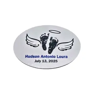 Custom Infant Loss Memorial Magnets - Personalized Footprints with Wings, Custom Name and Date