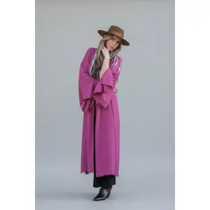 TAKE ME AS I AM Hand-Painted Kimono - Raspberry Periwinkle