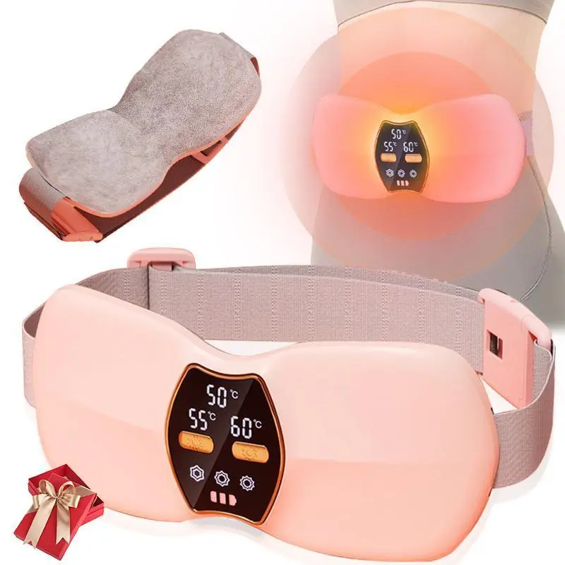 Heating Pads for Cramps,  Period Cramp Massager Portable Cordless Stomach Heating Pad with 3 Heat Levels and 3 Massage Modes for Back Pain Relief Menstrual Heating Pad(Pink)（orange）