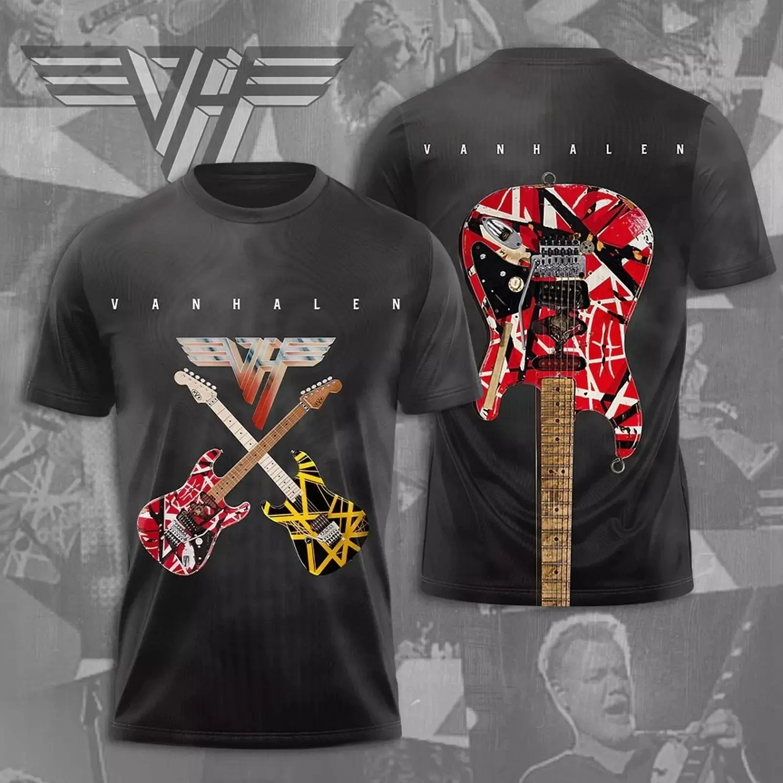 Van Halen 3D Vintage Tee - 5150 Expanded Edition 40 Years Shirt, Eddie Van Halen Iconic Guitar Hero, Classic Rock Aesthetic, TikTok Trend
