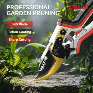 DELIXI Professional Pruning Shears 8.1″, 3-Speed Adjustable Heavy Duty Garden Clippers with SK5 Teflon-Coated Blade, Garden Trimmer, Hand Pruner Trimming Scissors for Branches, Flowers & Herbs