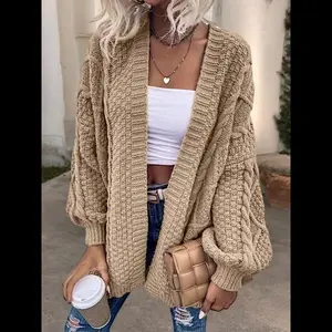 Women's Oversized Cable-knit Open Front Cardigan Sweater, Long Sleeve Solid Color Fashion Cozy Knitted Cardigan for Autumn Winter Casual Daily Wear, Women Fall Outfit, Winer Outerwear Coat for Women, Chunky Sweater Women（gift）