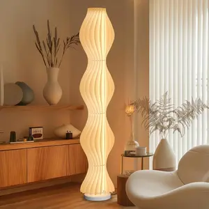 TACAHE Wave Skirt Floor Lamp - 3 Color Temp & Dimmable - Column Standing Floor Lamp with Foot Switch & Remote - 21 Sheets Lampshade - Modern Ambient Light for Living Room, Bedroom - 30W - 66"