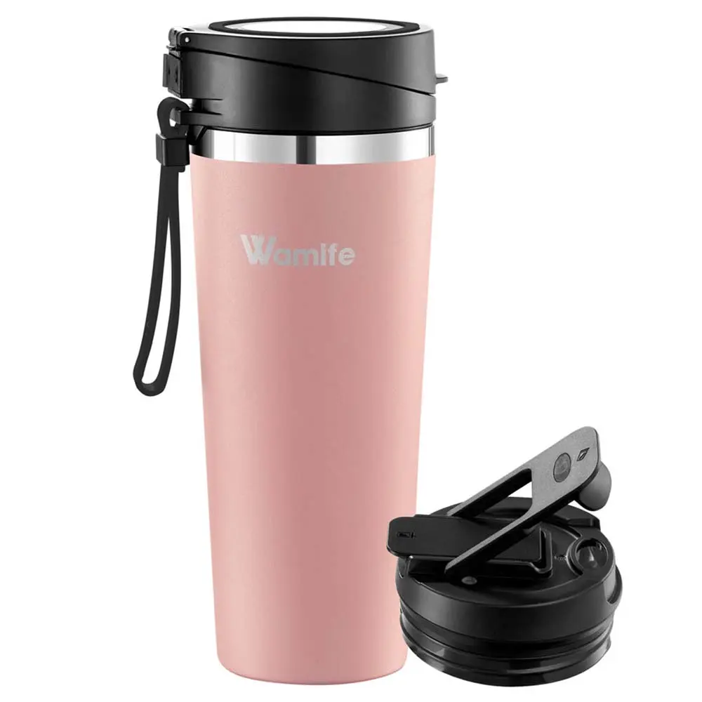 Wamife®Portable Blender - Stainless Steel Travel Blender for Smoothies, 16Oz Large Cup Size, Keeps Drinks Cold for 12 Hours - Pink