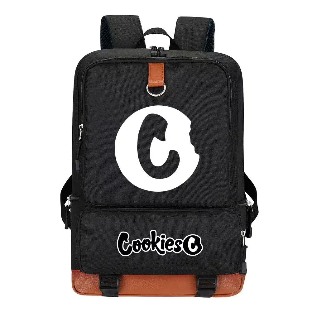 Streetwear Cookies Logo Backpack Water Resistant Oxford School Bag, Multi Compartment Laptop Backpack for Teen Boys Men Travel Campus Use