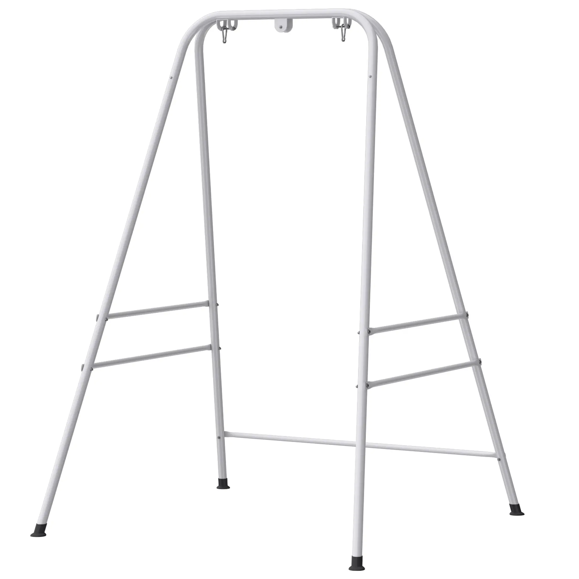 Heavy Duty Steel Hammock Chair Stand - White, Anti-Slip Footpads, 2 Carabiners, Stable Base for Indoor Bedroom, Outdoor Balcony, Sunroom Use