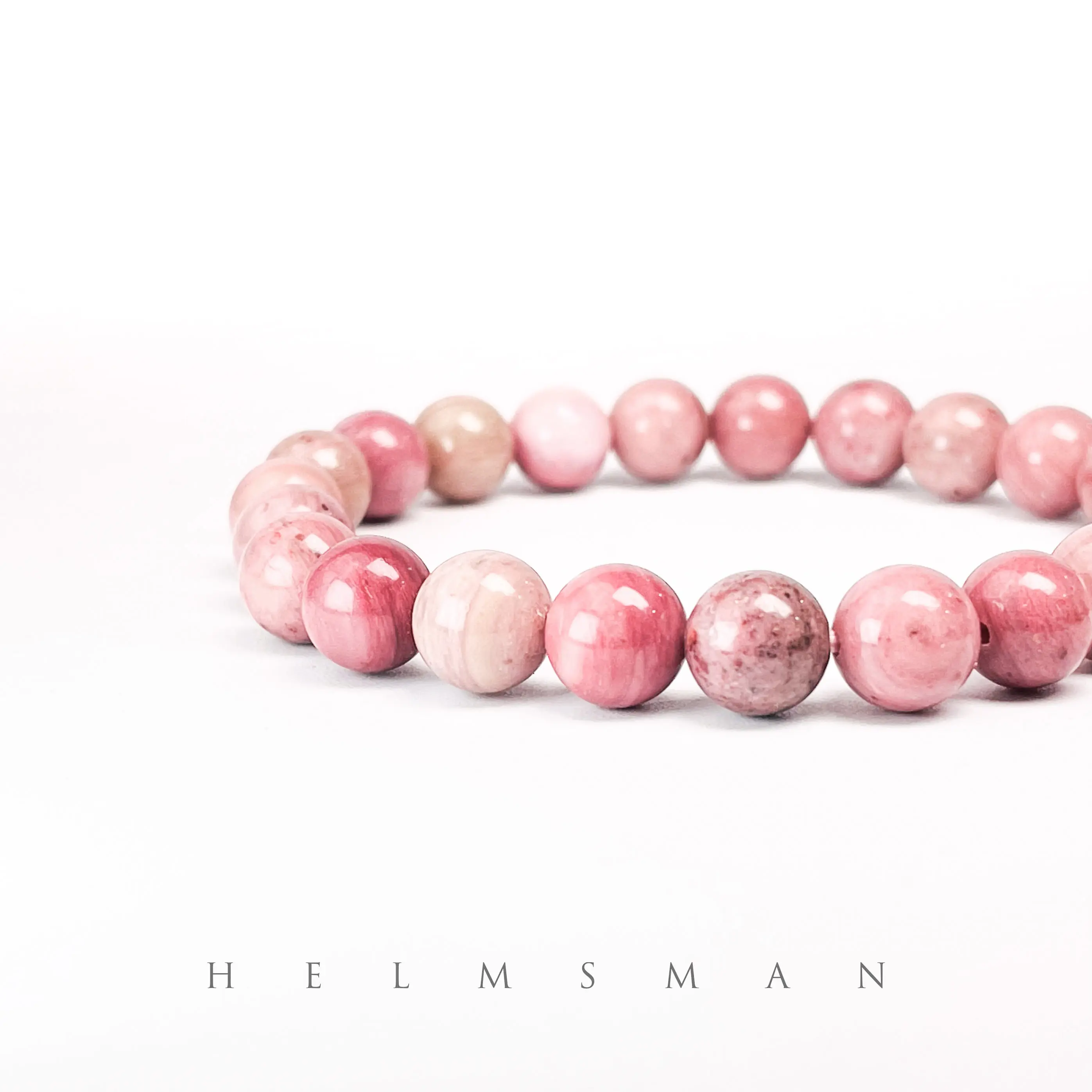 [Direct Buy] Natural Stone Rhodonite Beaded Bracelet - 1 Count, 6mm-8mm Simple Round Beads Sizes Available