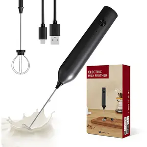 rechargeable milk frother 2026 Upgraded Rechargeable Milk Frother – Handheld Electric Coffee Mixer with 2 Whisks and 3 Adjustable Speeds | Multifunctional Drink Mixer for Juices, Probiotic Powders, Lattes, Cappuccinos, Coffee, Matcha, and Egg Beating (Bla
