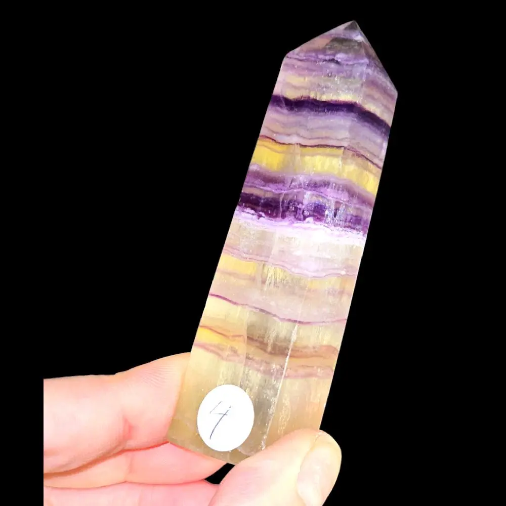 Banded Fluorite Crystal Tower - Banded Purple, Yellow, Greens - Multiple Available