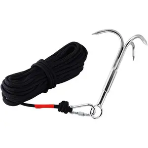 Grappling Hook with 3-Claw Stainless Steel,3 Claw Climbing Carabiner Hook for Retrieving,Outdoor Hiking,Tree Limb Removalr,Salvage.