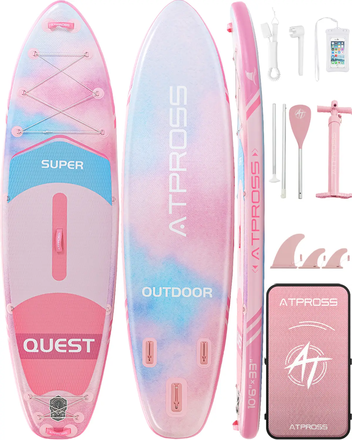 Summervibe  10'6''x33''Inflatable Stand Up Paddle Board, 400lbs Extra Ultra-Light Blow Up Paddle Board, Premium SUP Accessories Kit & Backpack, Non-Slip Stable Deck Boat for Yoga Fishing Surf