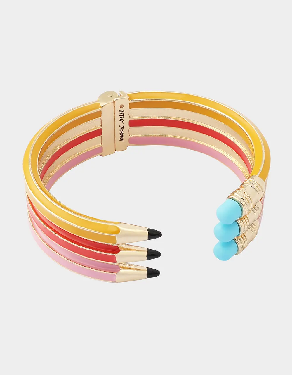 TRIPLE PENCIL HINGE BANGLE BRACELET PINK