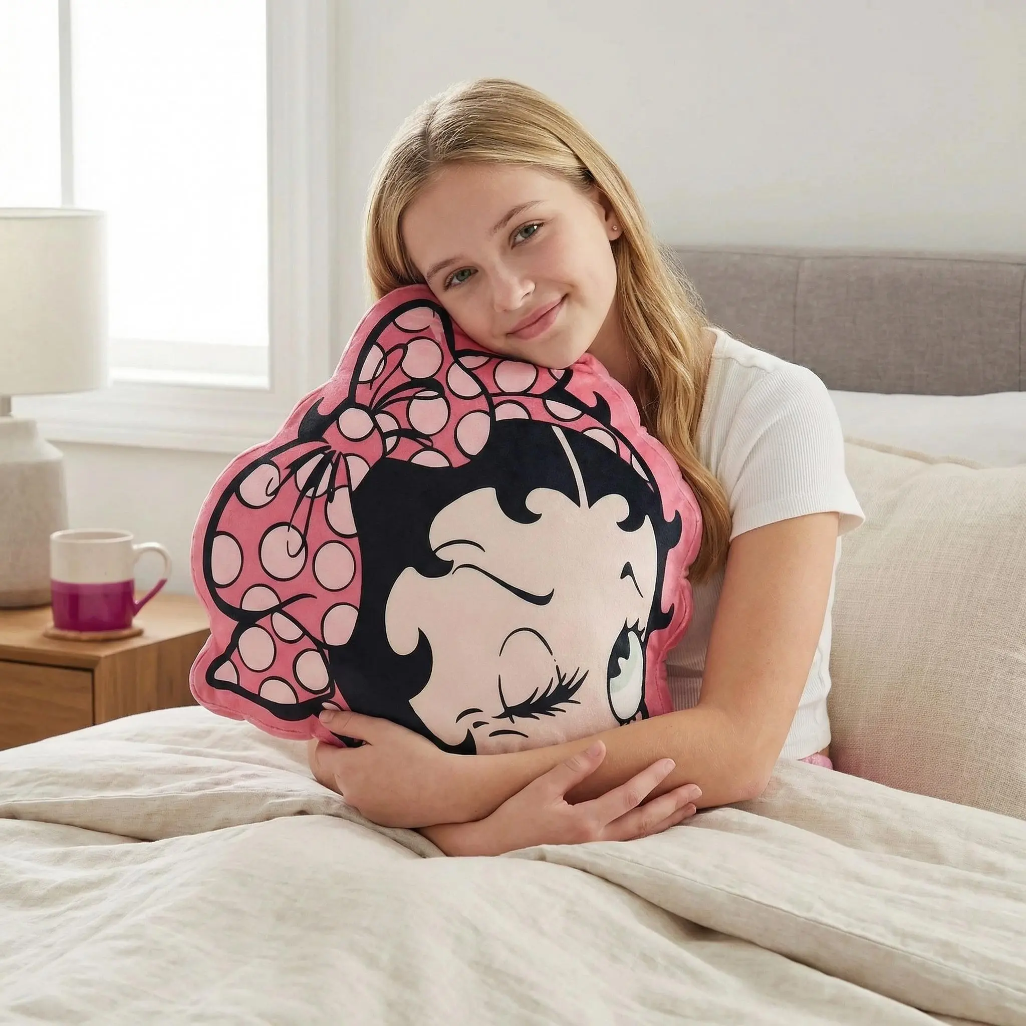 BETTY BOOP Shaped Vintage Decorative Pillow - Soft Textile, Both Sides Print Cartoon Cushion, Retro Look Tear Resistant Throw Pillow for Camping, Sofa, Sports & Outdoor Sleeping Gear Fan Gift, Gift Idea, Vibrant Print, Double-Sided Print