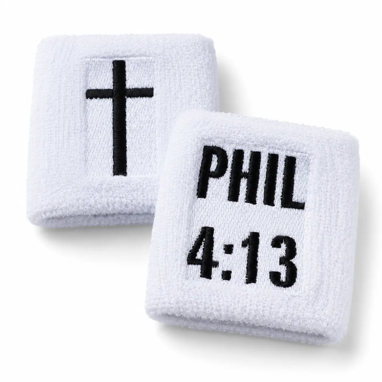 Christian 2-Pack Sports Wristbands - Cross Design, PHIL 4:13 Verse Text, 3x3 in, 1-Size Gym Accessories, Inspirational Biblical Gifts for Men and Women