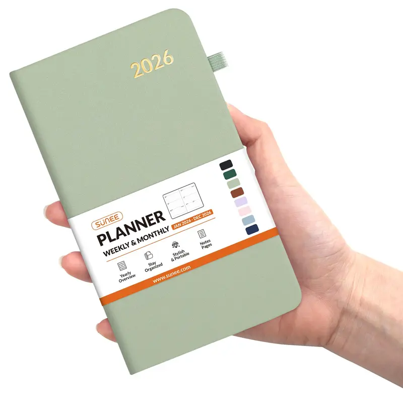 2026 Weekly Planner 3.5" x 6" Hardcover 100GSM Paper Notes Section Inner Pocket Professional 12 Months Scheduling with Monthly & Weekly Views
