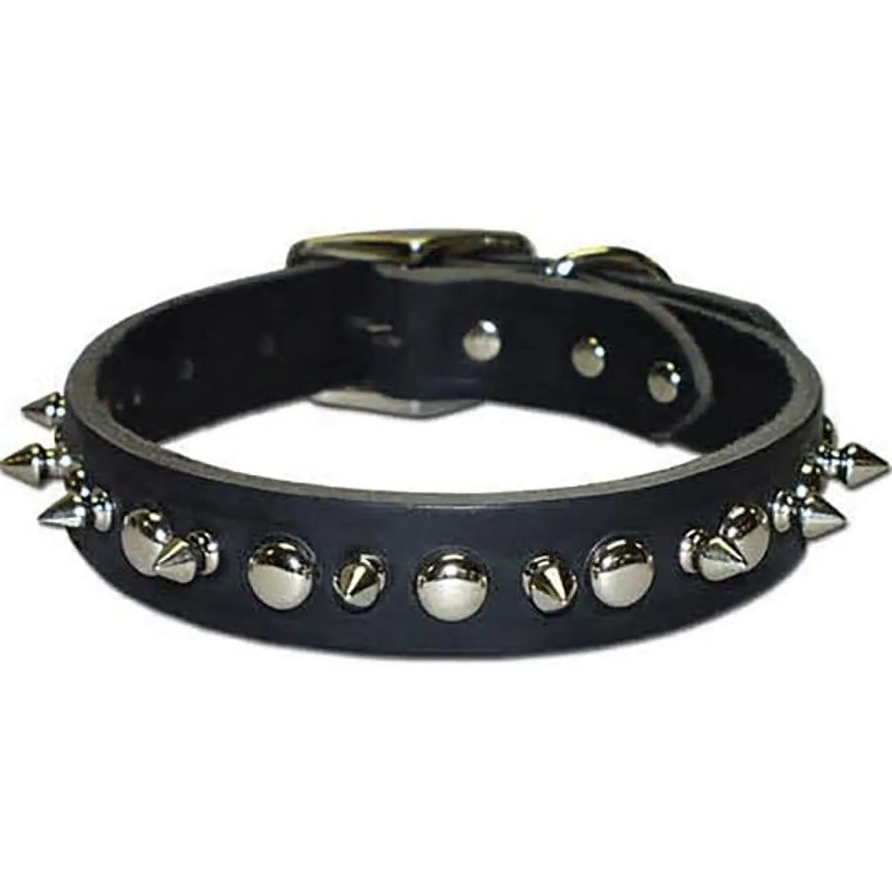 Leather Brothers 100LKS-BK22 1 x 22 in. Latigo Leather 1 Ply Spiked Dog Collar, Black