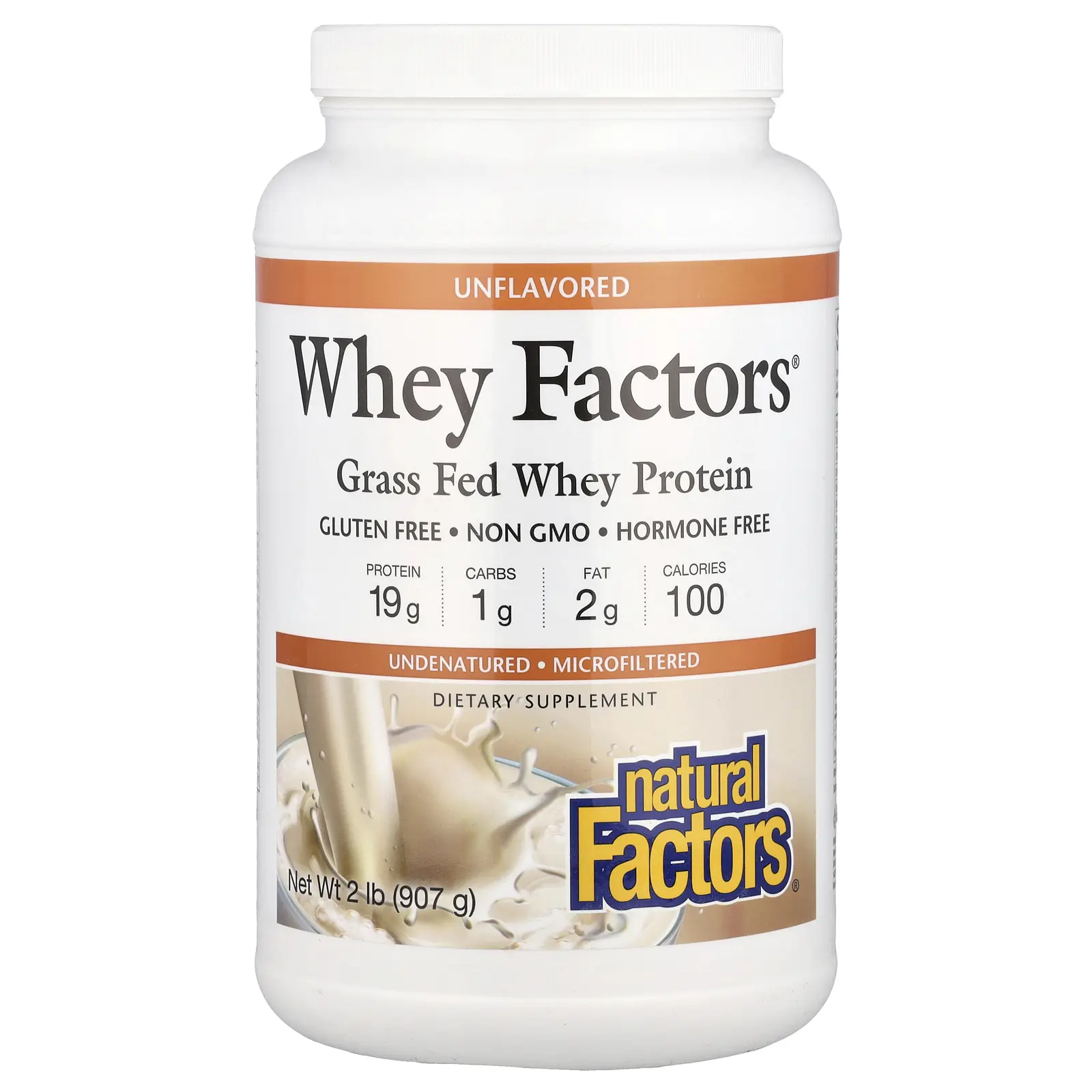 Natural Factors Whey Factors®, Grass Fed Whey Protein, Unflavored, 2 lb (907 g)